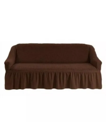 Husa cu Volane, elastica si creponata, pentru Canapea cu 3 locuri - Maro