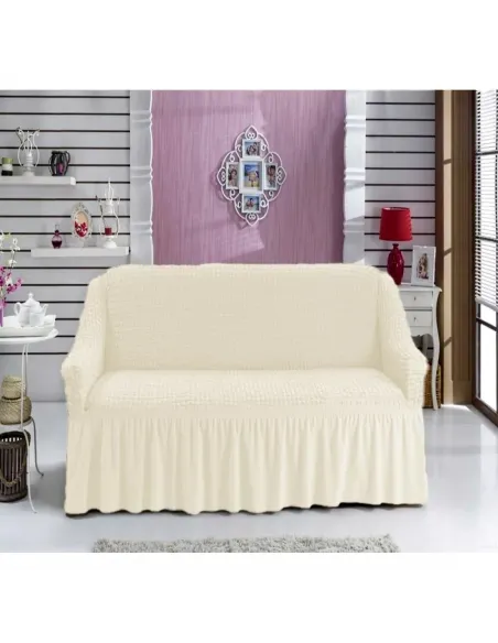 Husa Canapea 3 locuri, elastica si creponata - Bej Natur