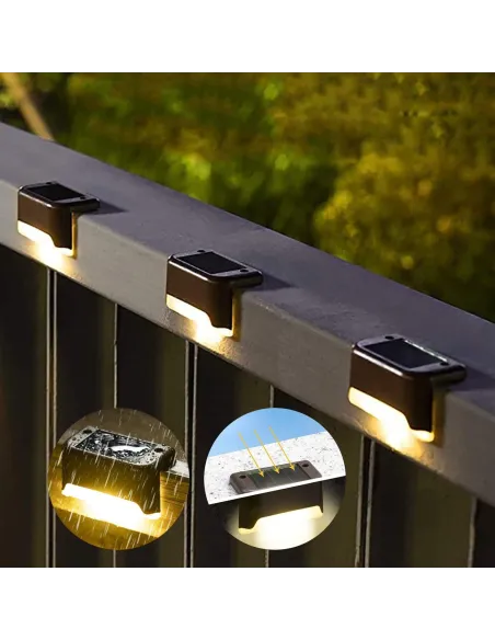 Set 4 lampi solare pentru trepte sau balcon cu senzor de lumina