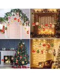 Perdea LED Crăciun 3x1m – 10 Figurine (Stea, Fulg de Nea, Moș), Multicolor, Interconectabilă