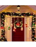 Perdea LED Crăciun 3x1m – 10 Figurine (Stea, Fulg de Nea, Moș), Multicolor, Interconectabilă