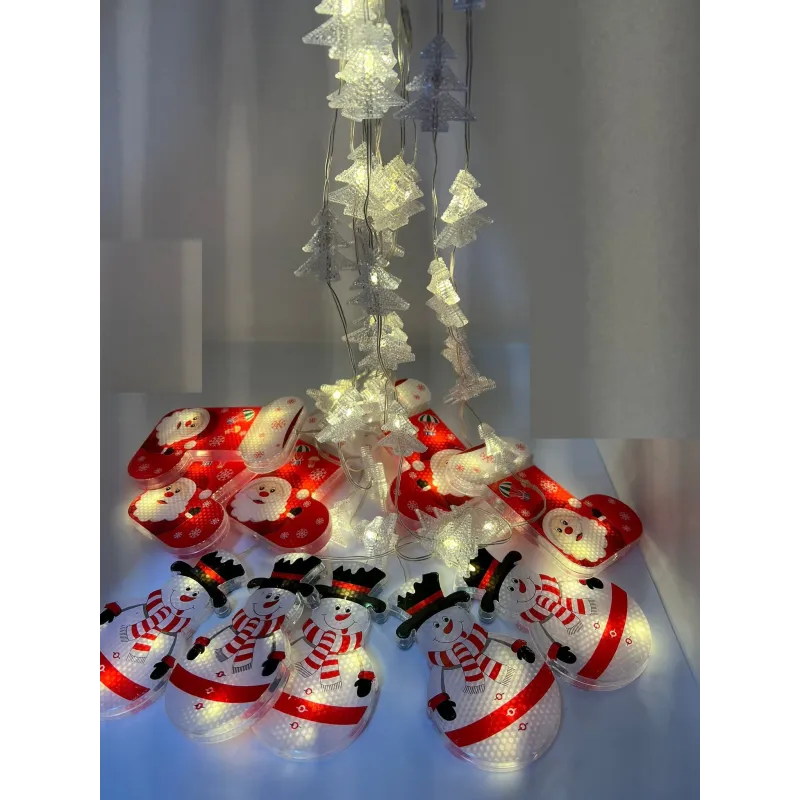 Perdea de Crăciun LED, Ghetute, Om de zapada si Braduti, 3m, interconectabila, de exterior/interior, LED turnat