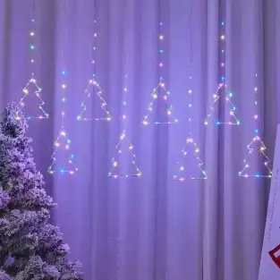 Instalatie perdea cu fulgi si stele, 3x1m, alb