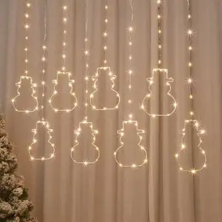 Instalatie perdea cu fulgi si stele, 3x1m, alb