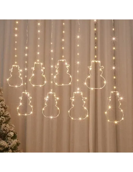 Instalatie perdea cu fulgi si stele, 3x1m, alb