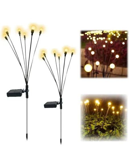 Lampa solara LED Alb Cald, 6 bulbi, decoratiune gradina