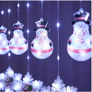 Perdea de Crăciun LED, Om de zapada si Fulg, 3M, interconectabila, de exterior/interior, LED turnat 2