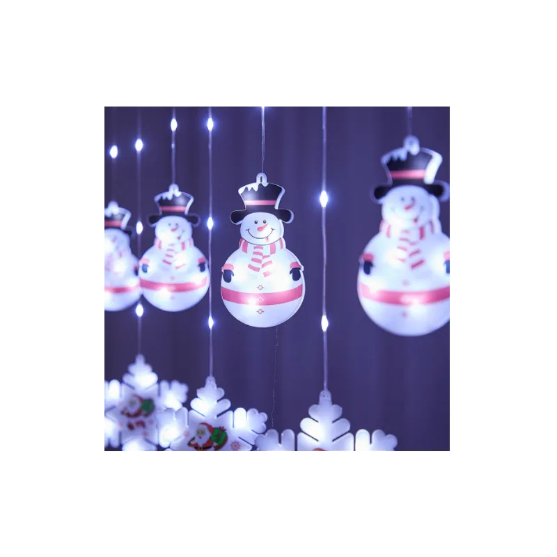 Perdea de Crăciun LED, Om de zapada si Fulg, 3M, interconectabila, de exterior/interior, LED turnat