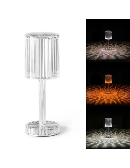 Lampa de masa wireless din cristal acrilic cu touch si incarcare prin usb