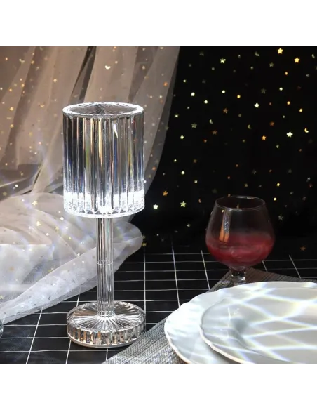 Lampa de masa wireless din cristal acrilic cu touch si incarcare prin usb