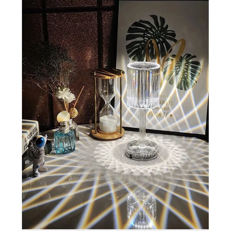 Lampa de masa wireless din cristal acrilic cu touch si incarcare prin usb