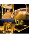 Instalație Furtun LED Solar 10m – Diverse Culori, Interior & Exterior, 8 Moduri de Lumină