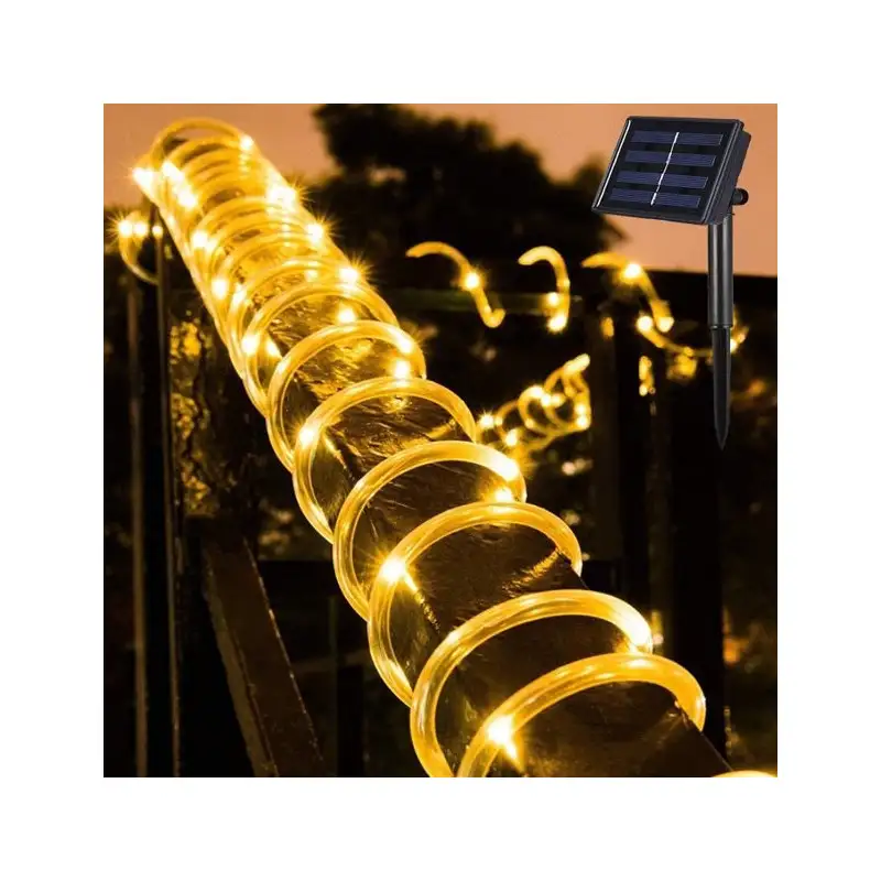 Instalație Furtun LED Solar 10m – Diverse Culori, Interior & Exterior, 8 Moduri de Lumină