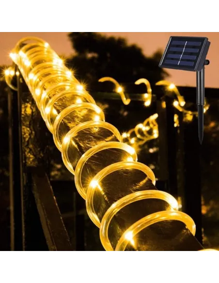 Instalație Furtun LED Solar 10m – Diverse Culori, Interior & Exterior, 8 Moduri de Lumină