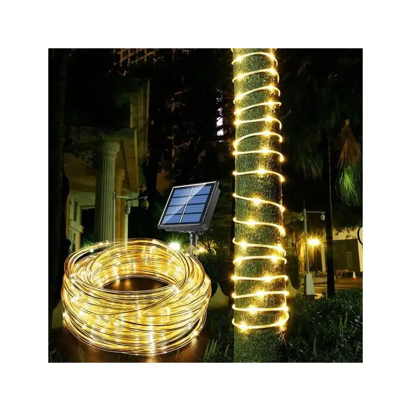 Instalație Furtun LED Solar 10m – Diverse Culori, Interior & Exterior, 8 Moduri de Lumină