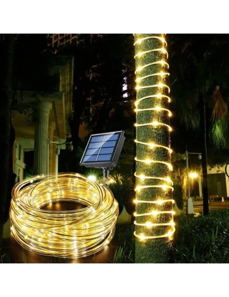 Instalație Furtun LED Solar 10m – Diverse Culori, Interior & Exterior, 8 Moduri de Lumină