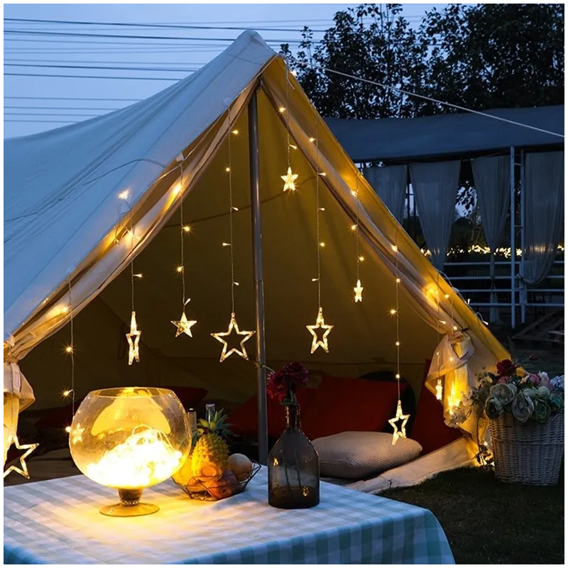 Instalatie Craciun - perdea luminoasa ploaie 12