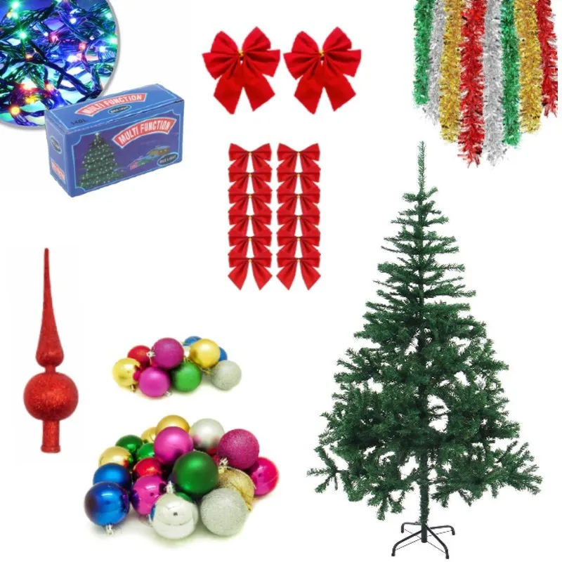 Brad artifical 180cm cu suport metalic si accesorii incluse pentru impodobit si instalatie CADOU