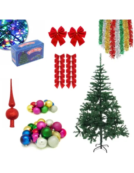 Brad artifical 180cm cu suport metalic si accesorii incluse pentru impodobit si instalatie CADOU