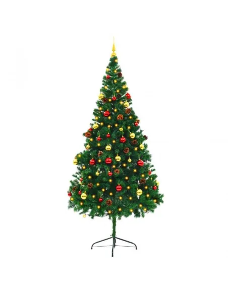 Brad artifical 180cm cu suport metalic si accesorii incluse pentru impodobit si instalatie CADOU