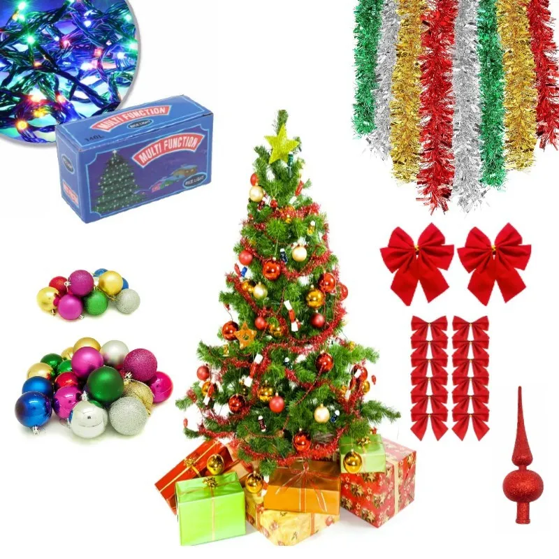 Brad artifical 180cm cu suport metalic si accesorii incluse pentru impodobit si instalatie CADOU