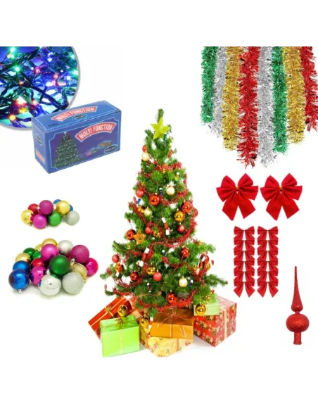 Brad artifical 180cm cu suport metalic si accesorii incluse pentru impodobit si instalatie CADOU