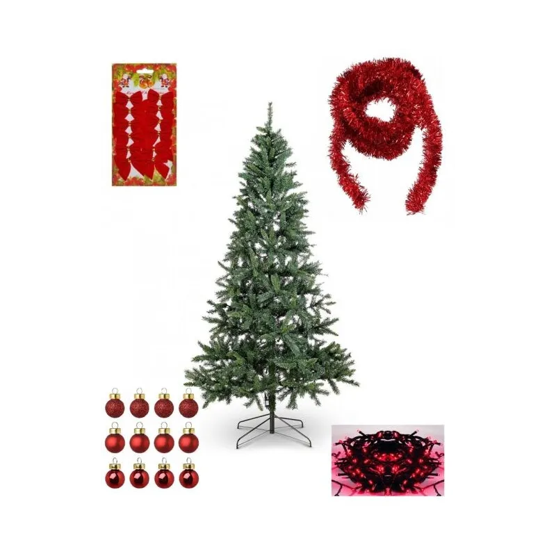 Brad artifical 180cm cu suport metalic si accesorii incluse pentru impodobit si instalatie CADOU