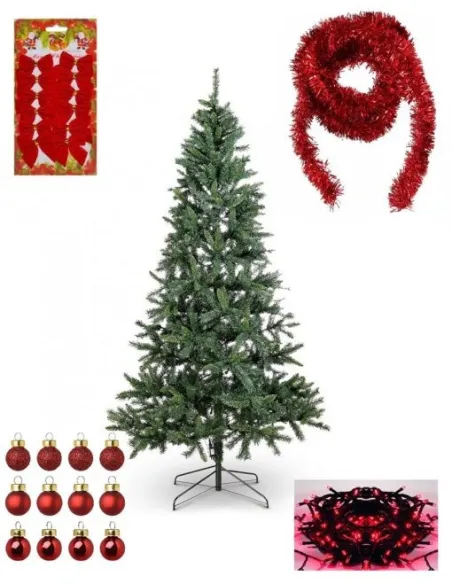 Brad artifical 180cm cu suport metalic si accesorii incluse pentru impodobit si instalatie CADOU