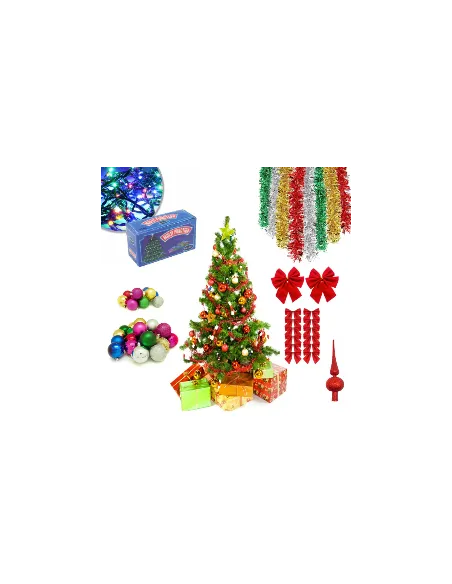 Brad artifical 180cm cu suport metalic si accesorii incluse pentru impodobit si instalatie CADOU