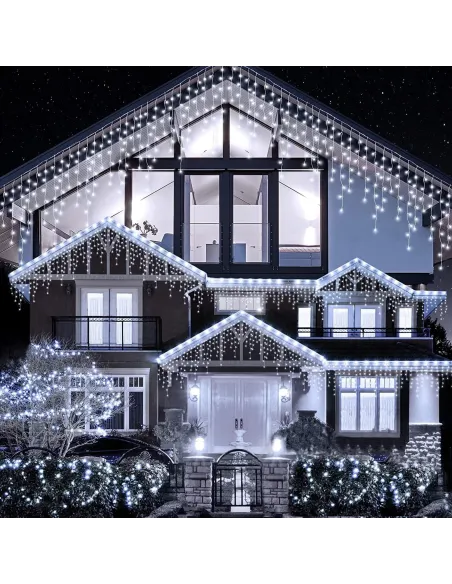 Instalație LED Exterior Premium 23.5m – 500 LED Franjuri/Turturi cu Flash