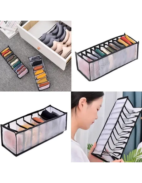 Set 3 piese organizatoare lenjerie intima pentru sertar, negru