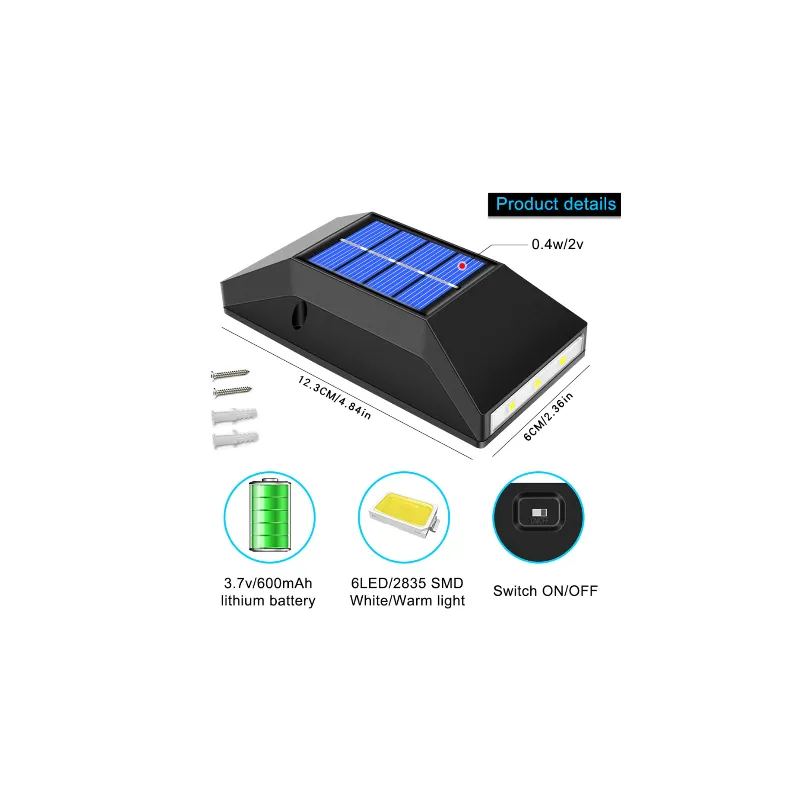 Set 2x lampi solare exterior, LED, Impermeabilitate IP65