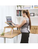 Masa pliabila pentru laptop sau mic dejun, lemn bambus, cu