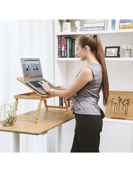 Masa pliabila pentru laptop sau mic dejun, lemn bambus, cu