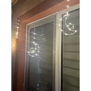 Instalatie perdea cu fulgi si stele, 3x1m, alb