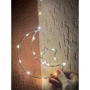 Instalatie perdea cu fulgi si stele, 3x1m, alb 2