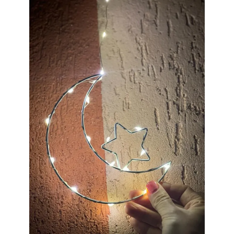 Instalatie perdea cu fulgi si stele, 3x1m, alb