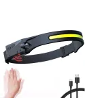 Lanterna frontala LX200, LED 2022, 350 lumeni COB , reincarcabila USB, Negru