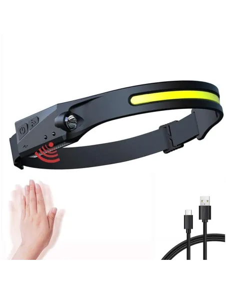 Lanterna frontala LX200,  LED 2022, 350 lumeni COB , reincarcabila USB, Negru