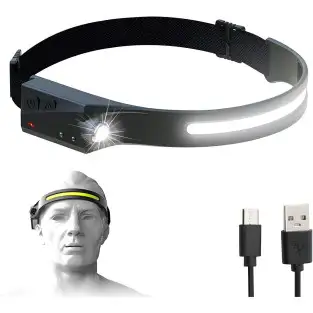 Lanterna frontala LX200, LED 2022, 350 lumeni COB , reincarcabila USB, Negru 2