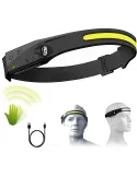 Lanterna frontala LX200, LED 2022, 350 lumeni COB , reincarcabila USB, Negru