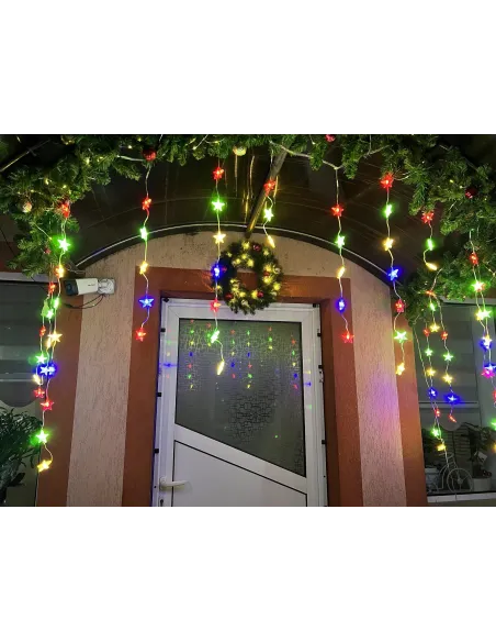 Instalatie Perdea cu banda led tunat si stele, 3M, 8 jocuri de lumini, Interconectabila, model 2024, IP44