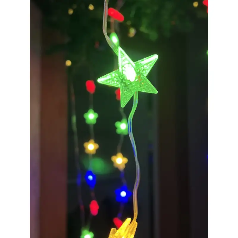 Instalatie Perdea turturi cu stele luminoase, 3M, banda led turnat, 8 jocuri de lumini, Interconectabila, IP44, 2025