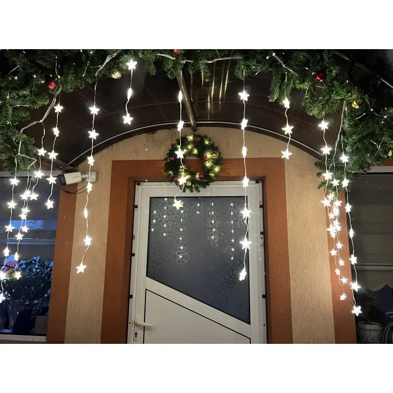 Instalatie Perdea turturi cu stele luminoase, 3M, banda led turnat, 8 jocuri de lumini, Interconectabila, IP44, 2025