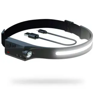 Lanterna frontala LX200, LED 2022, 350 lumeni COB , reincarcabila USB, Negru