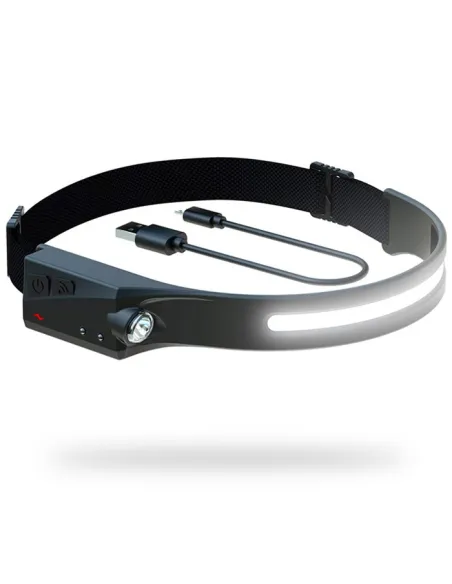 Lanterna frontala LX200,  LED 2022, 350 lumeni COB , reincarcabila USB, Negru