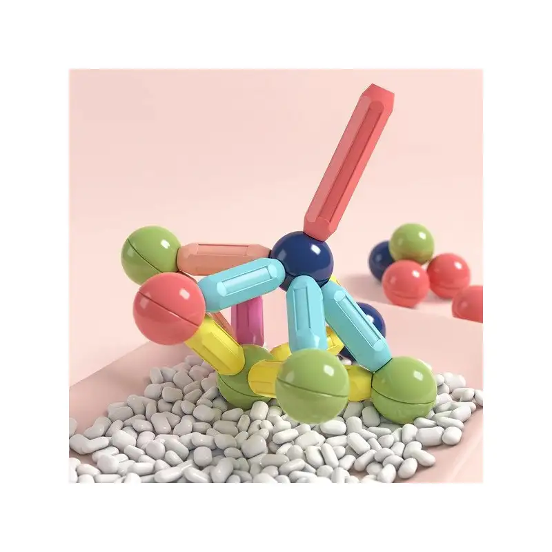 Magnetic Sticks 64 Piese – Jucărie Magnetică Educațională pentru Modele 3D