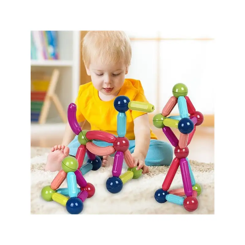 Magnetic Sticks 64 Piese – Jucărie Magnetică Educațională pentru Modele 3D