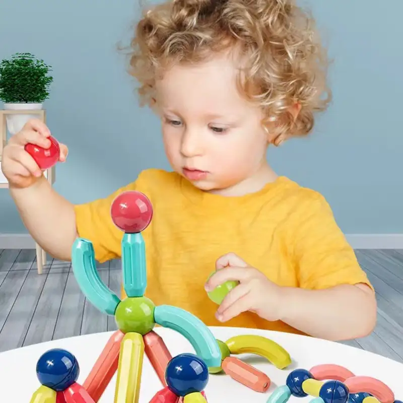 Magnetic Sticks 64 Piese – Jucărie Magnetică Educațională pentru Modele 3D