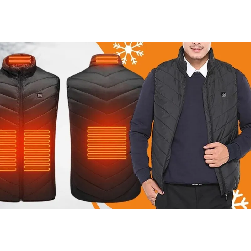 Vestă încălzită cu 11 zone Unisex, Jacheta încălzita prin usb reîncărcabilă vestă termică caldă